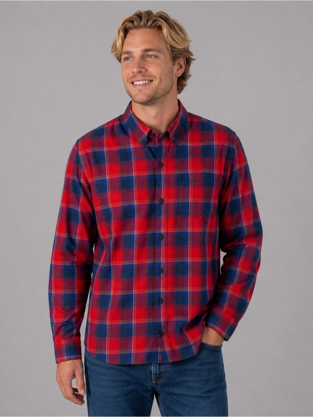 Alaskan Hardgear Duluth Trading Blue & Red Plaid Button shirt Mens size XL